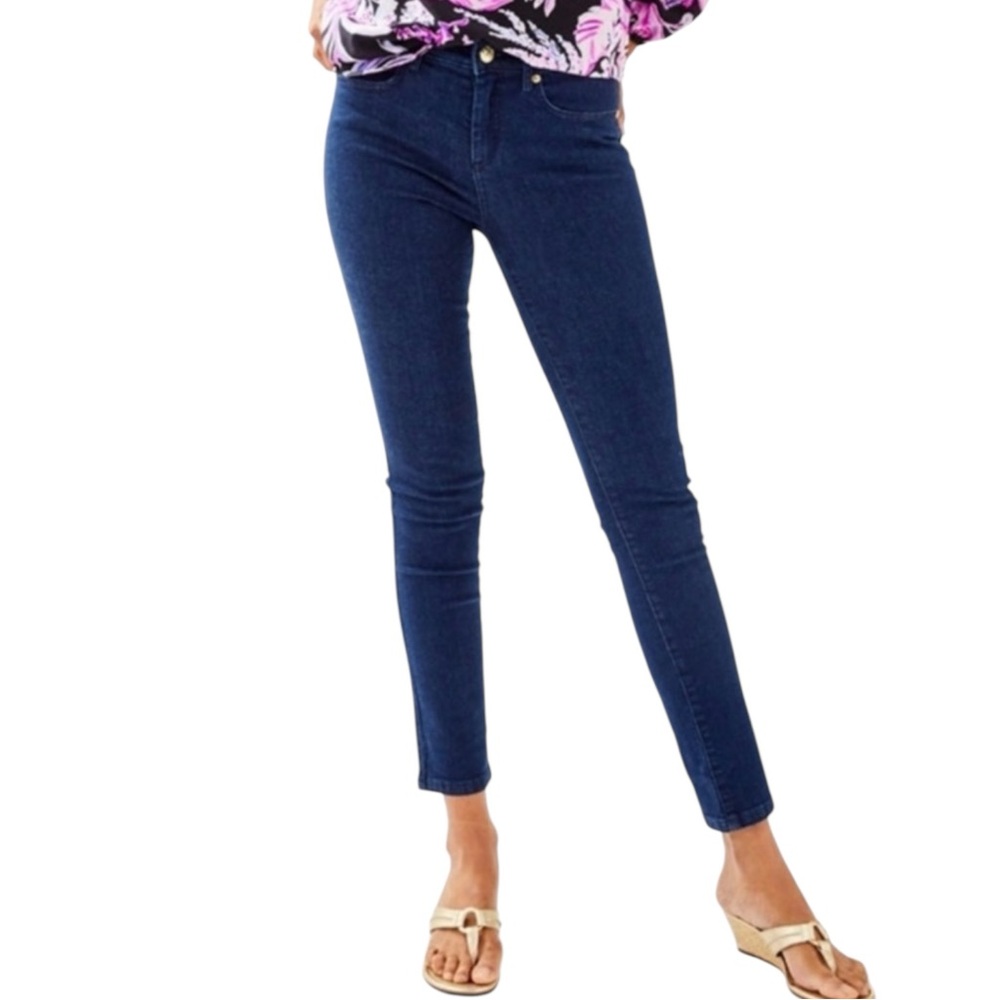 LILLY PULITZER South Ocean High Rise Skinny Jeans in Cosmic Wash Size 0